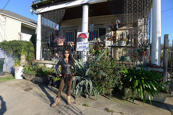 In front of the thou shall not kill house in NOLA